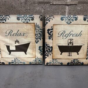 Elegant Bath Wall Art Set - Relax & Refresh
